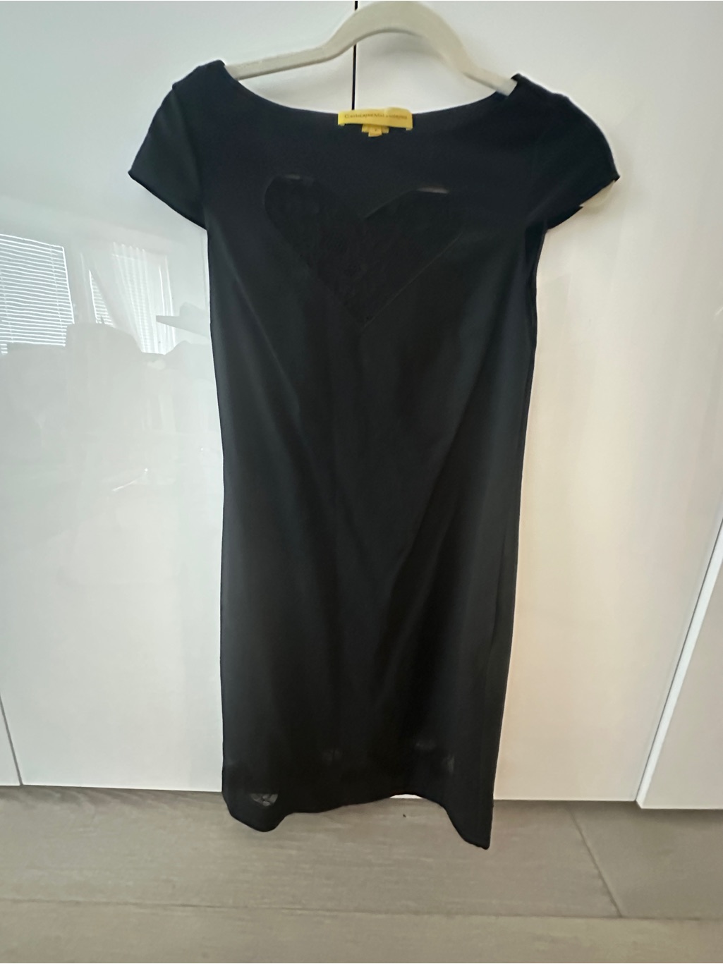 Cathrine Malandrino Black Cap-Sleeve Dress With Heart Detail